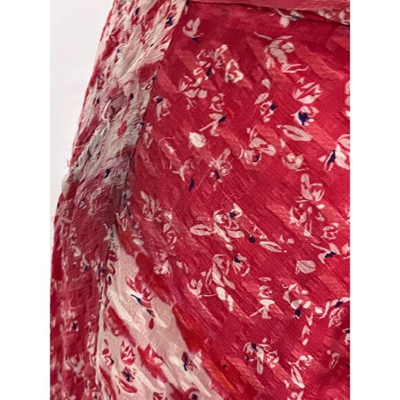 TANYA TAYLOR Blaire Floral‎ Silk Midi Dress Dress Ditsy Red Stripe Guava Pink  6 - Picture 6 of 12